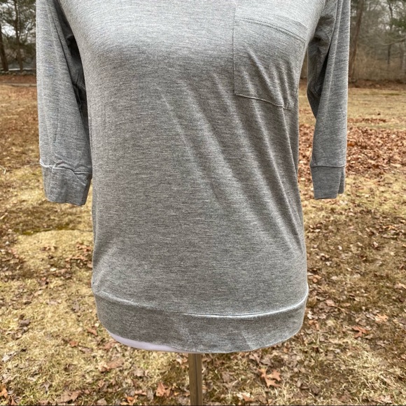 CHASER TOP TEE SHORT ELBOW SLEEVE BOAT NECK GRAY STRETCH Size XS - Picture 3 of 9